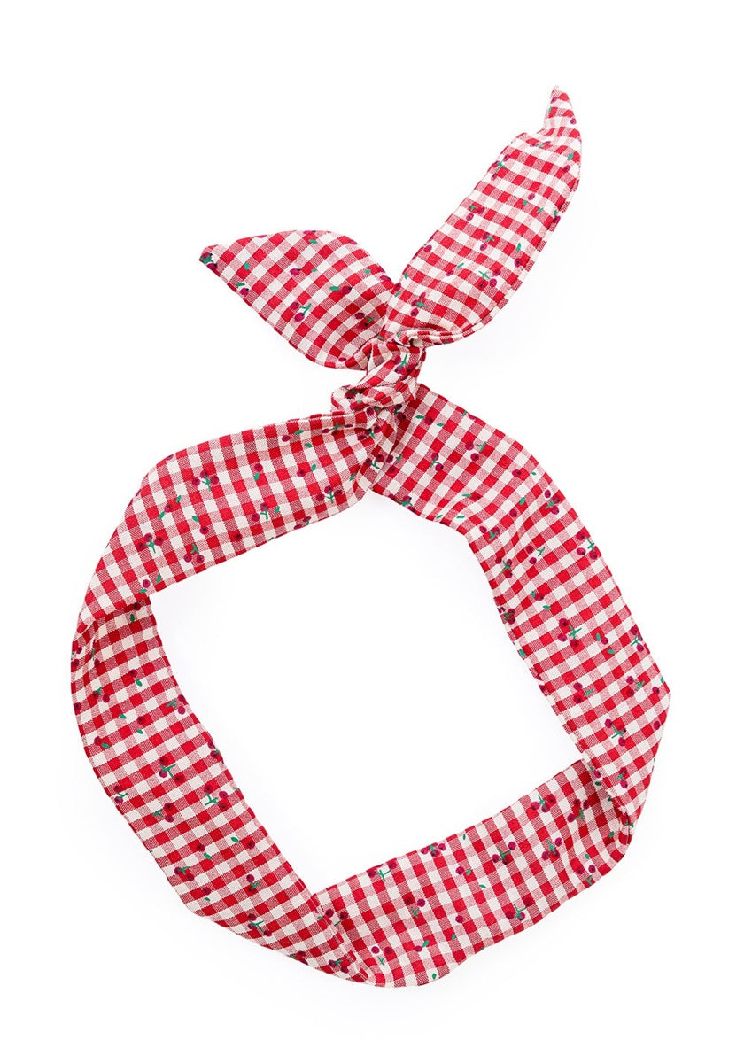 Cherry Gingham Red Wired Bandana-Banned-Miss Windy Shop